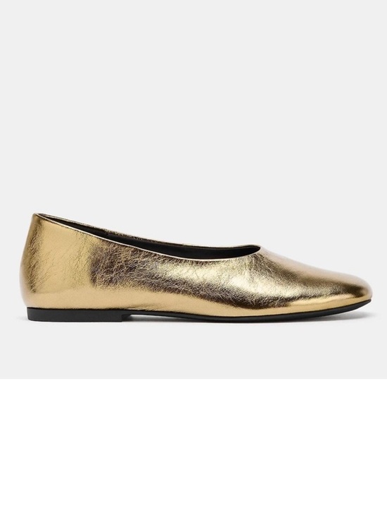 Zara Shoes - ZARA Metallic Gold Women's Ballet Flat